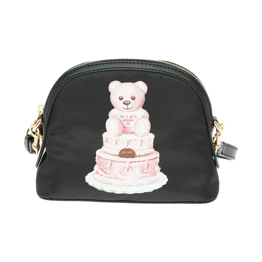 Moschino Couture Chic Teddy Bear Print Clutch with Calfskin Strap Moschino Couture