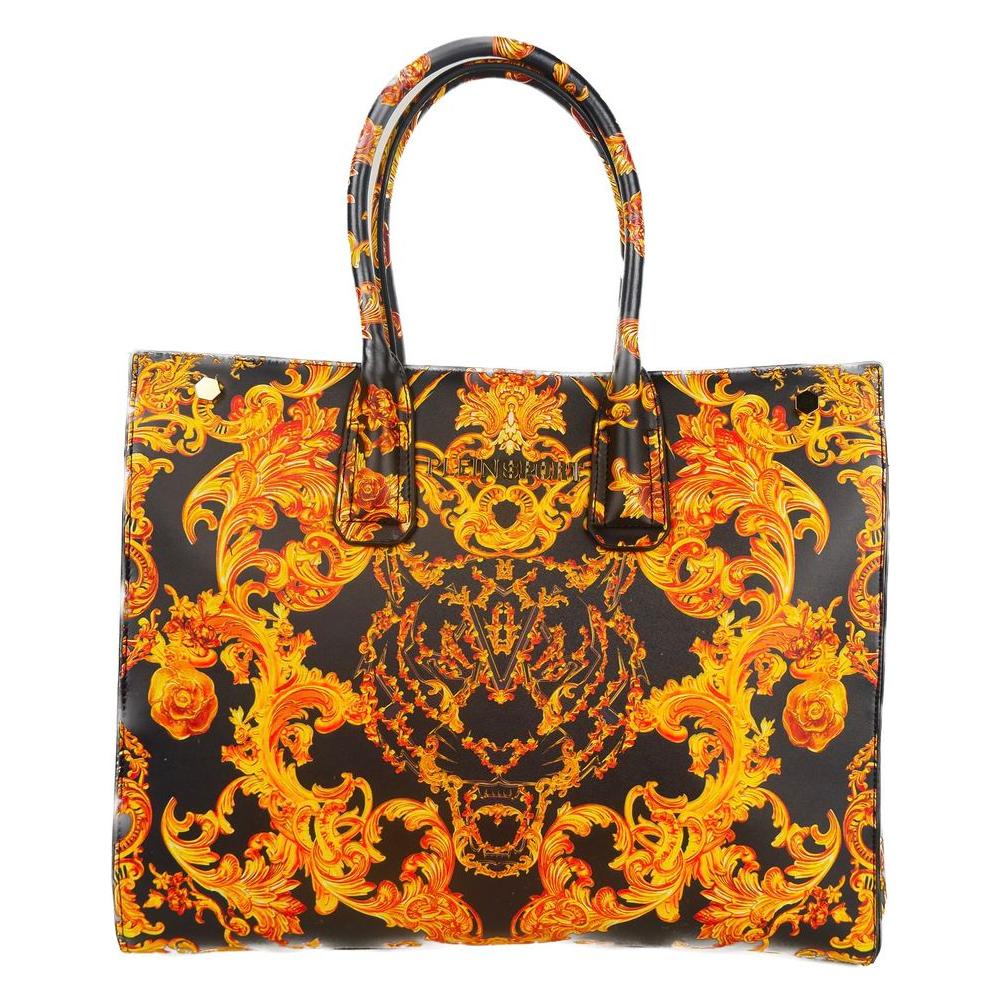 Plein Sport Elegant Black Shopper with Golden Accents Plein Sport