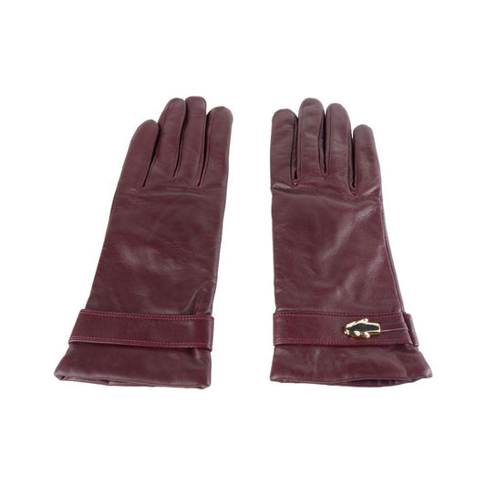 Cavalli Class Elegant Lambskin Leather Gloves in Red Cavalli Class