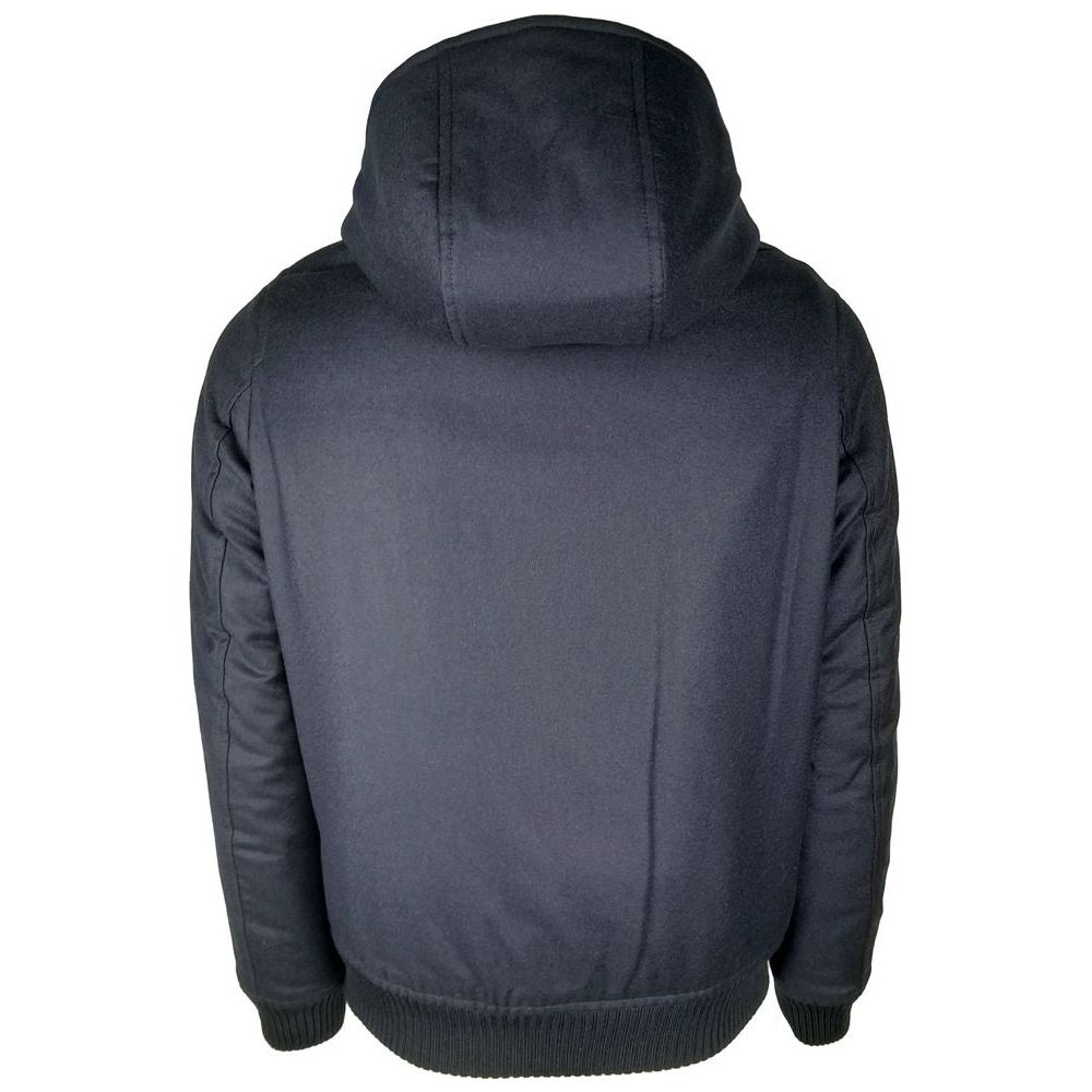 Made in Italy Elegant Wool-Cashmere Men's Jacket with Hood Made in Italy