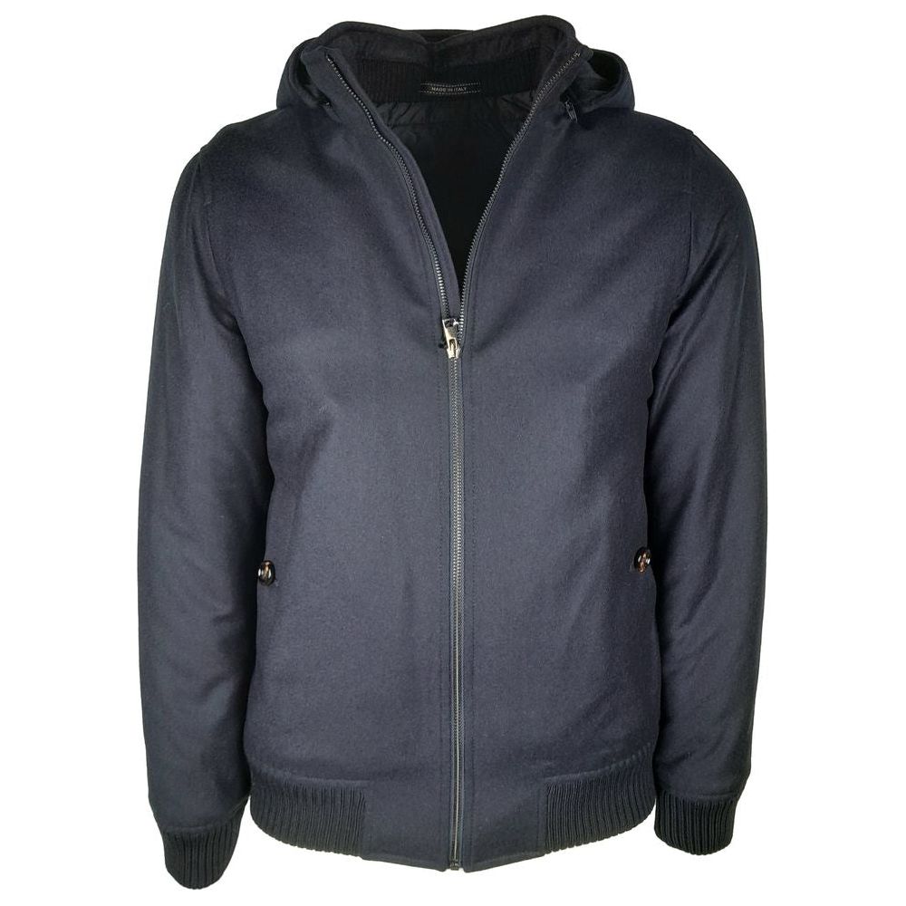 Made in Italy Elegant Wool-Cashmere Men's Jacket with Hood Made in Italy