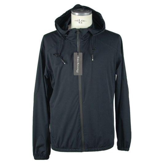 Emilio Romanelli Sleek Hooded Full Zip Jacket in Black Emilio Romanelli