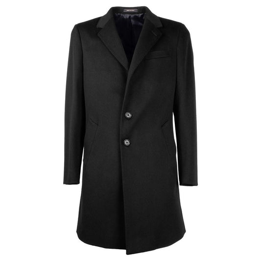 Made in Italy Elegant Black Virgin Wool Men's Coat