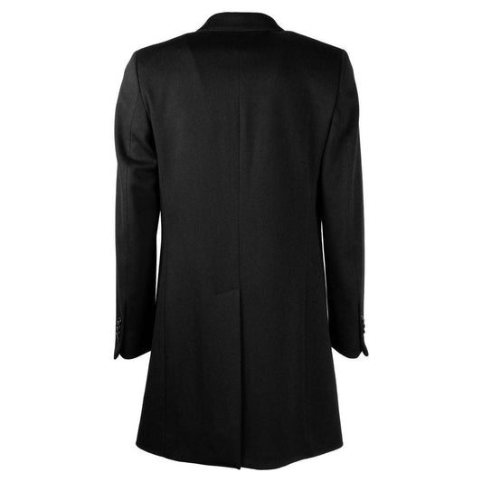 Made in Italy Elegant Black Virgin Wool Men's Coat