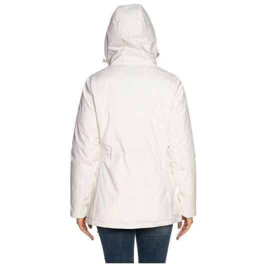 Yes Zee Chic White Hooded Down Jacket for Women Yes Zee