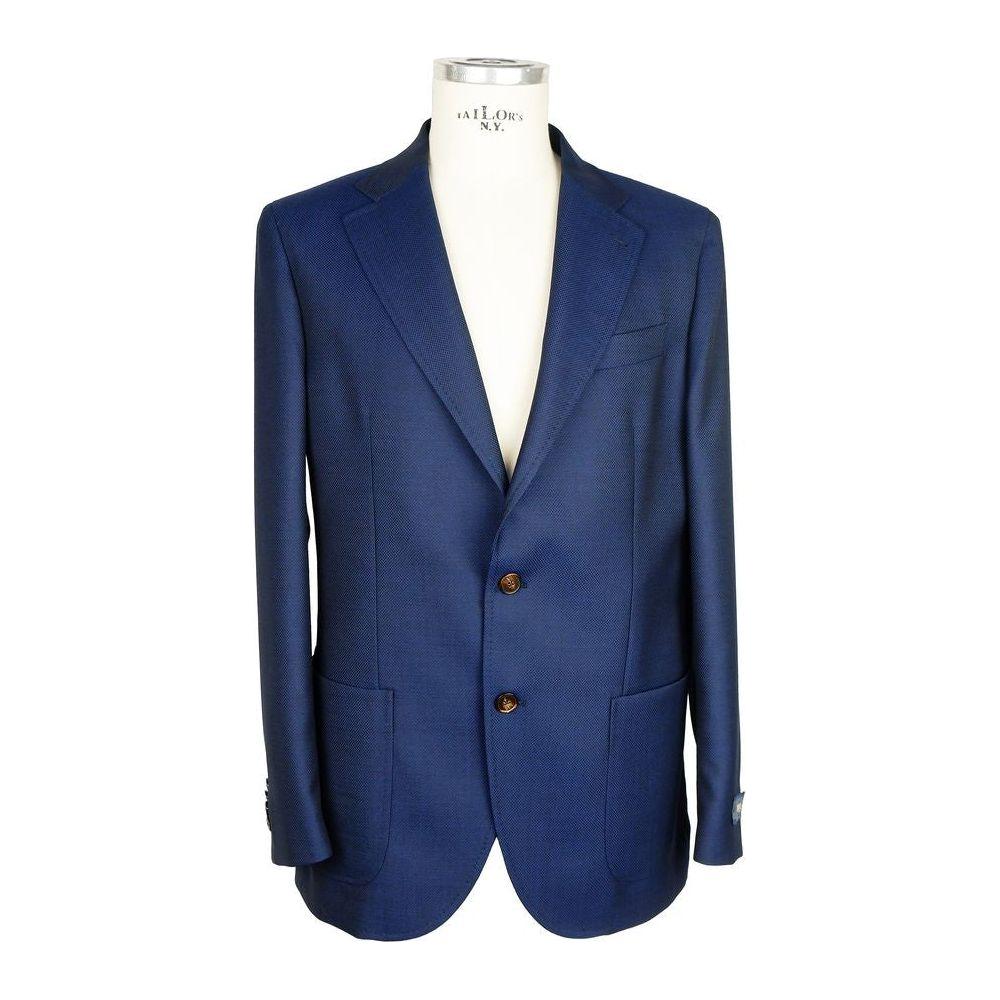 Emilio Romanelli Blue Wool Men Jacket Emilio Romanelli