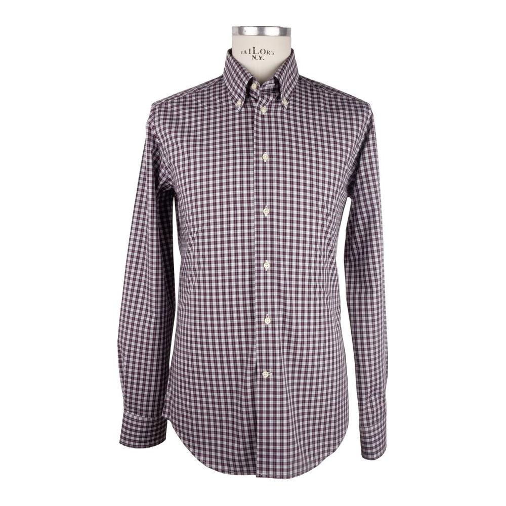 Made in Italy Elegant Red Checkered Milano Cotton Shirt Made in Italy