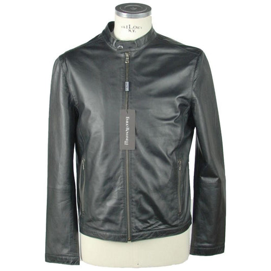 Emilio Romanelli Sleek Leather Black Jacket Emilio Romanelli