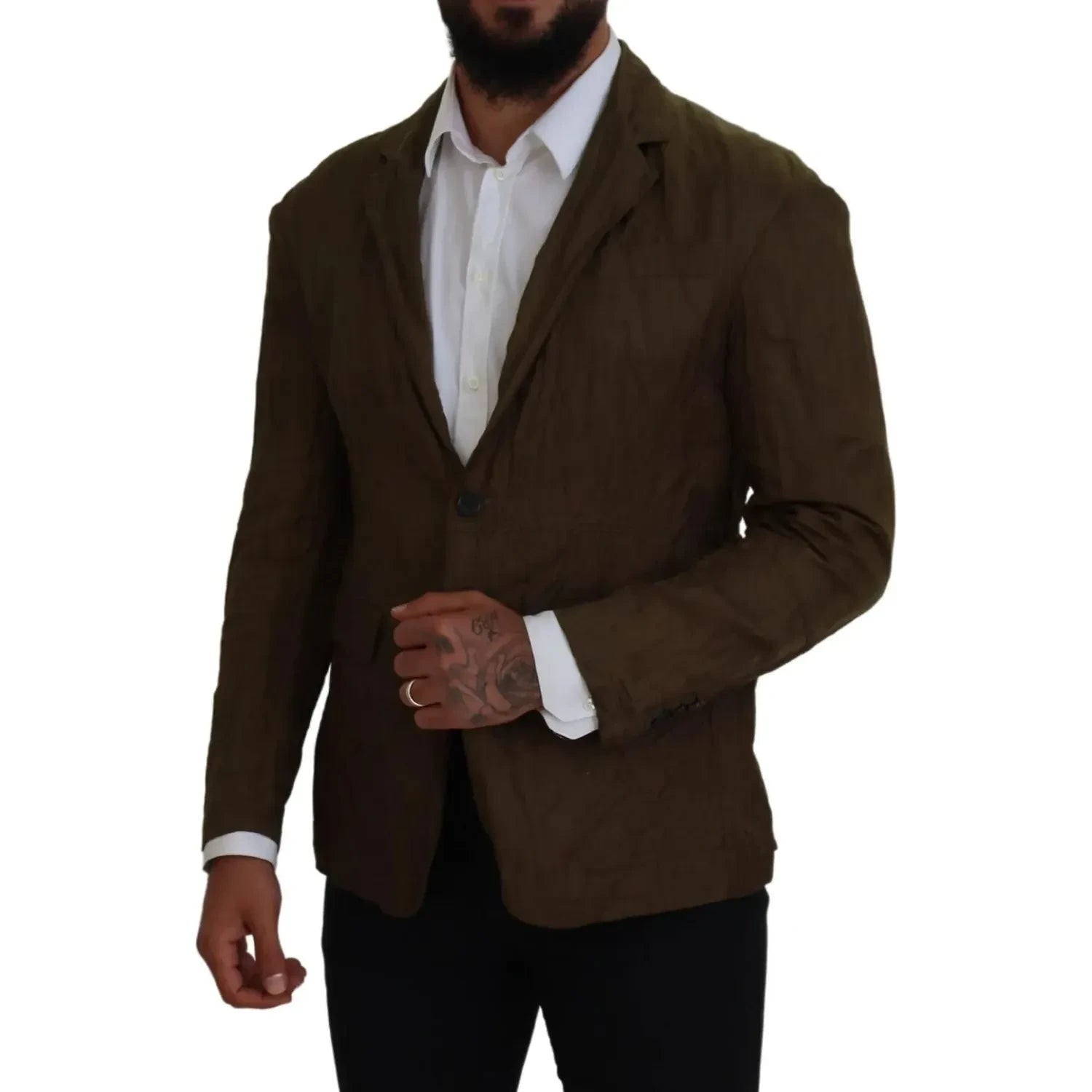 绿色单排扣男士大衣西装外套