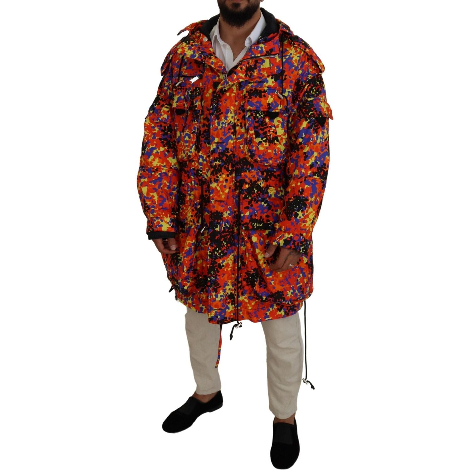 多色长款连帽工装口袋外套