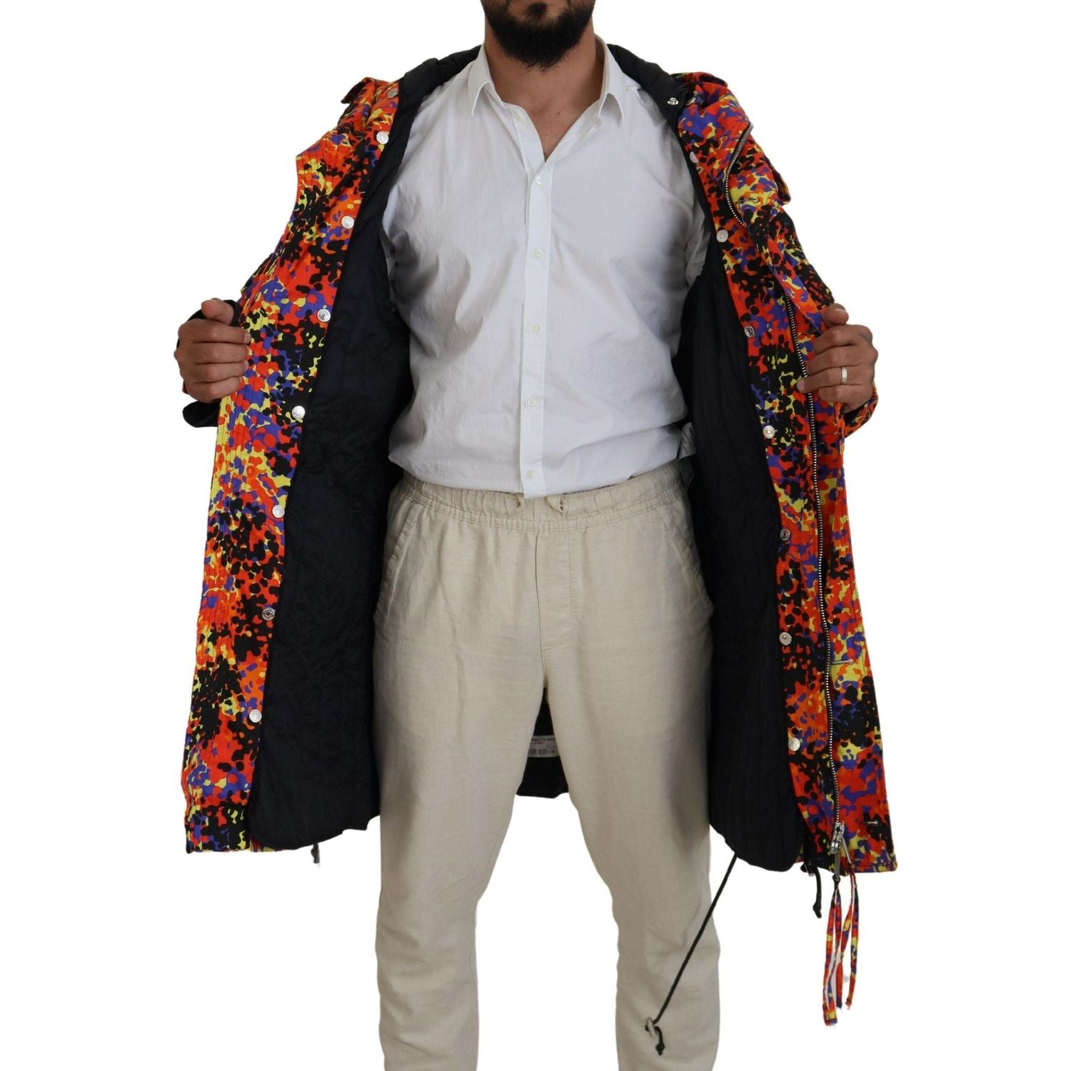 多色长款连帽工装口袋外套