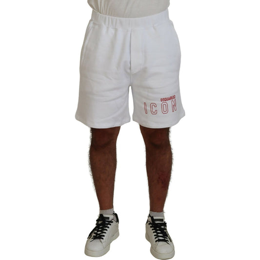 Dsquared² White Printed Pull On Men Casual Bermuda Shorts Dsquared²