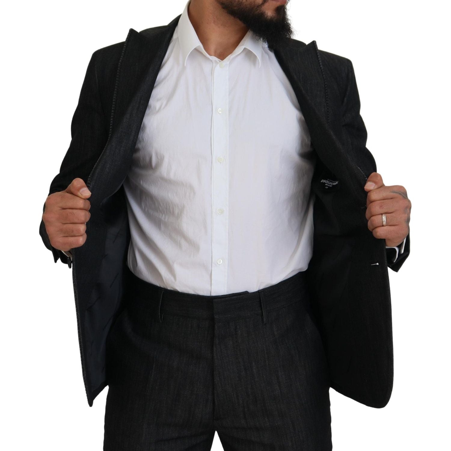 黑色棉质单排扣两件套 MIAMI 西装