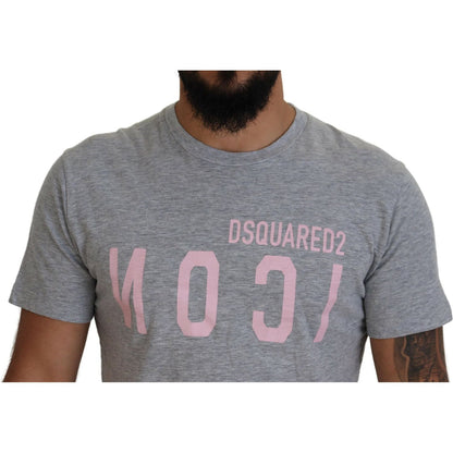 Dsquared² Gray Logo Cotton Short Sleeves Crewneck T-shirt