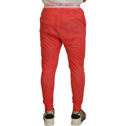 Dsquared² Orange Cotton Elastic Waist Logo Men Pants