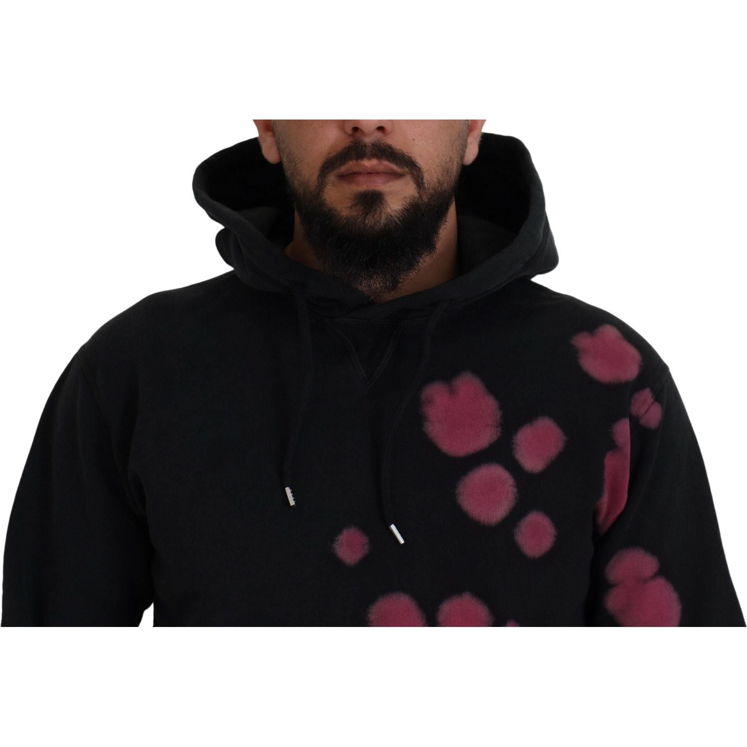 黑色扎染棉质连帽运动衫