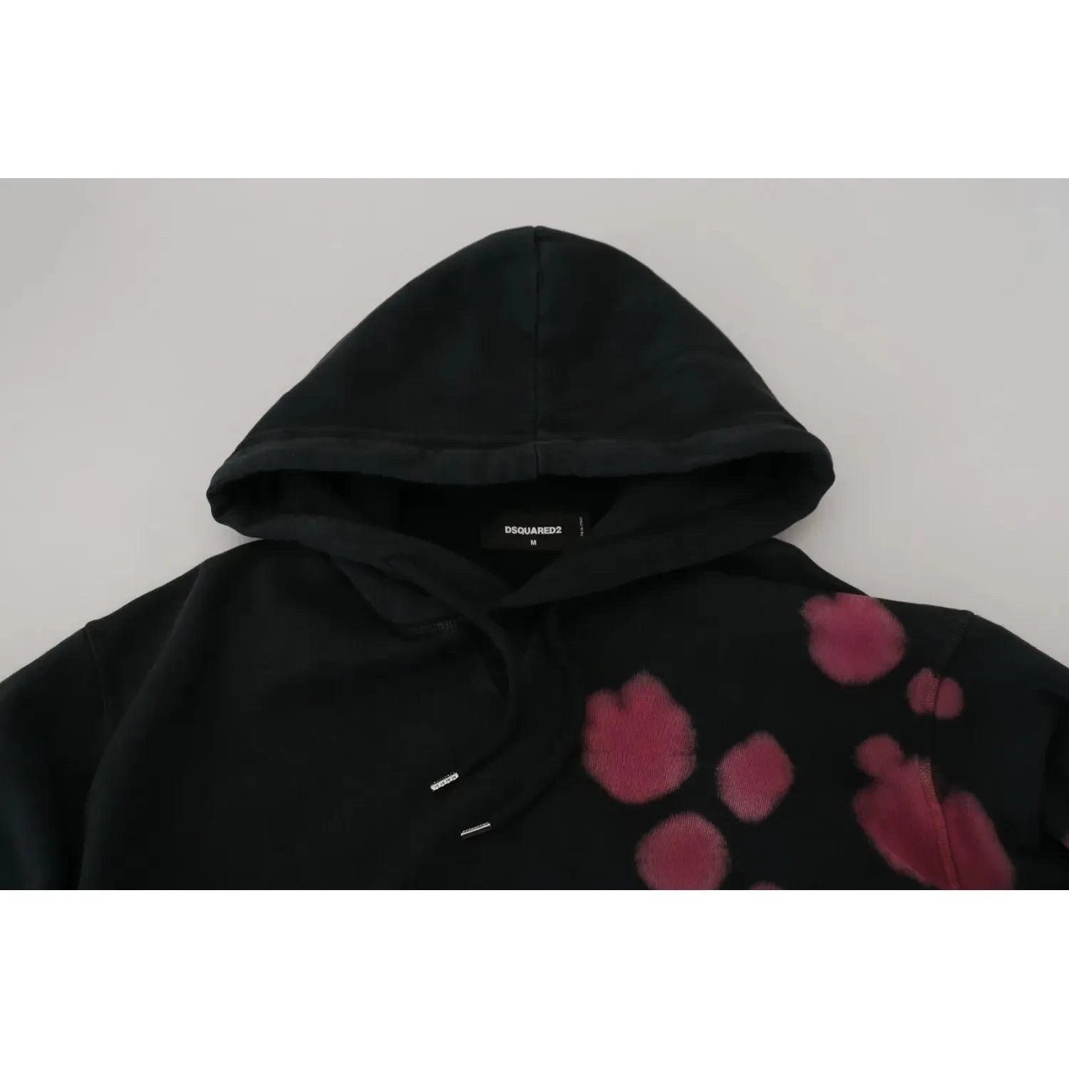 黑色扎染棉质连帽运动衫