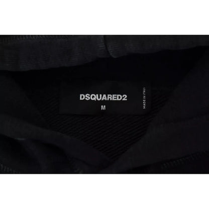 Dsquared² Black Cotton Hooded Printed Men Pullover Sweater 1728,67345645728,Black,Clothing,Dsquared²,Hoodies - Sweaters - Clothing,IT48 | M,Material: 100% Cotton,Men,Preowned / Defect,Sweaters - Clothing,Sweaters - Men - Clothing
