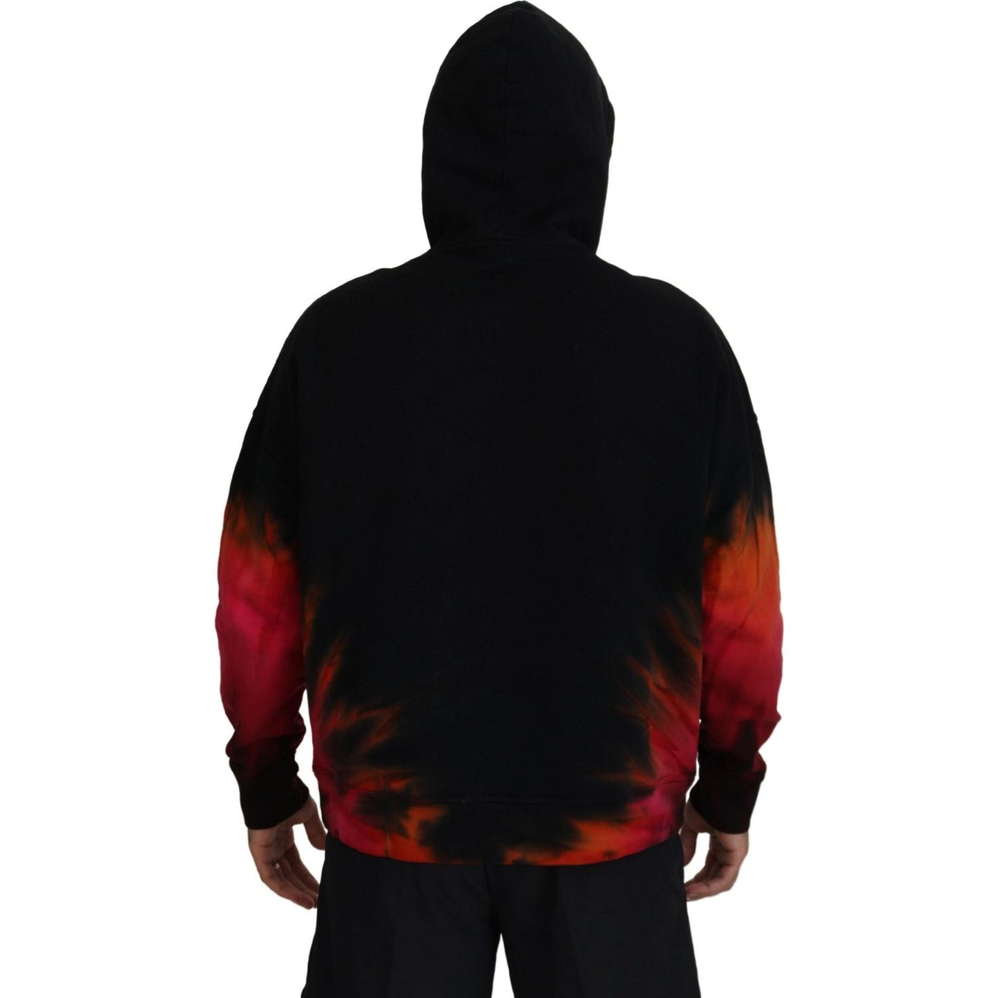 Dsquared² Black Red Cotton Hooded Tie Dye Pullover Sweater Dsquared²