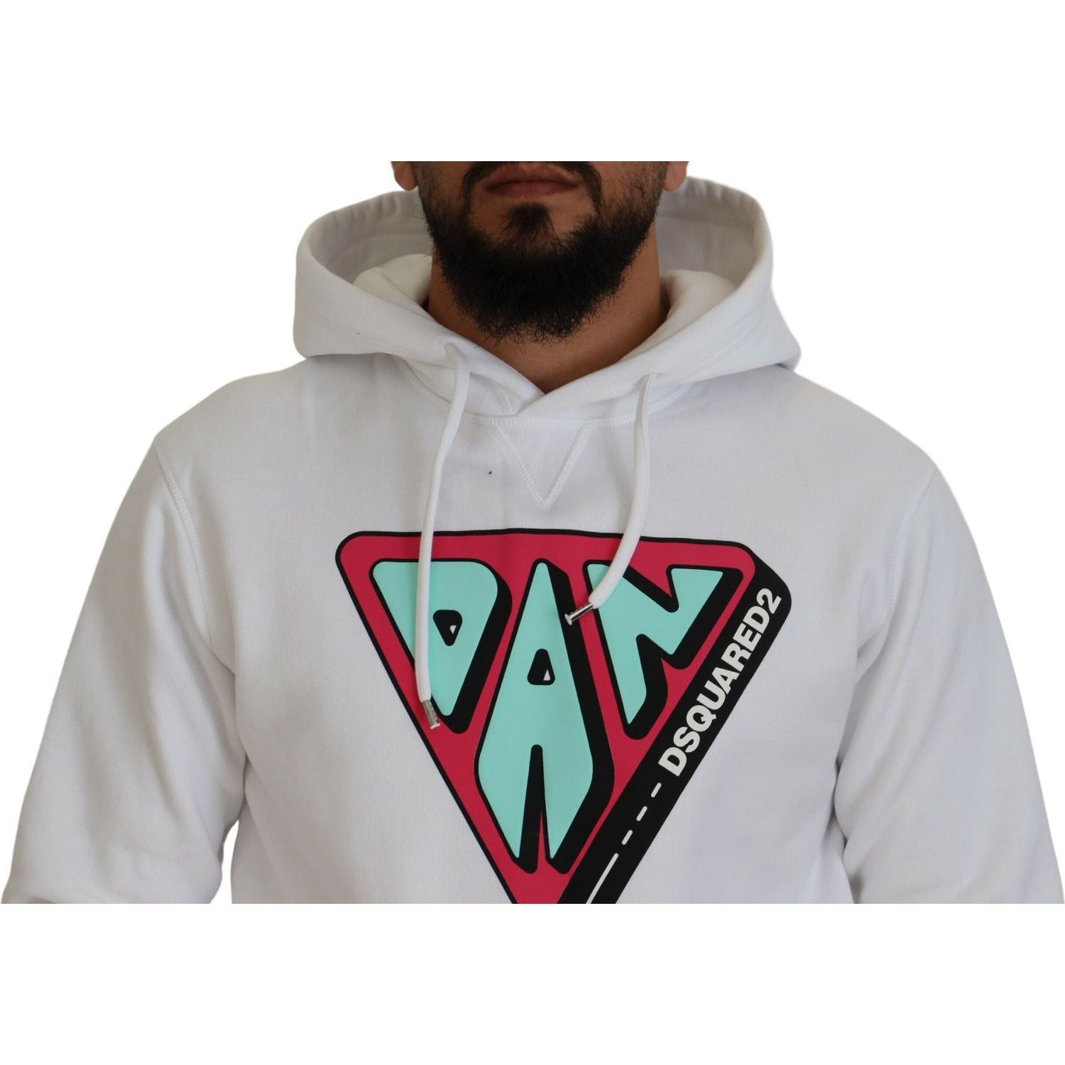 白色棉质连帽印花套头衫