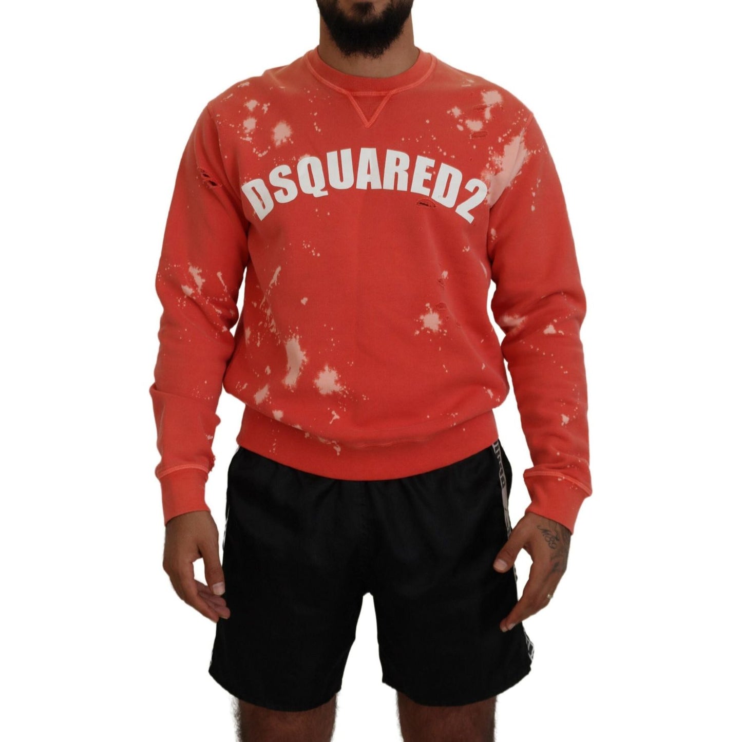 Dsquared² Orange Printed Long Sleeves Pullover Sweater Dsquared²