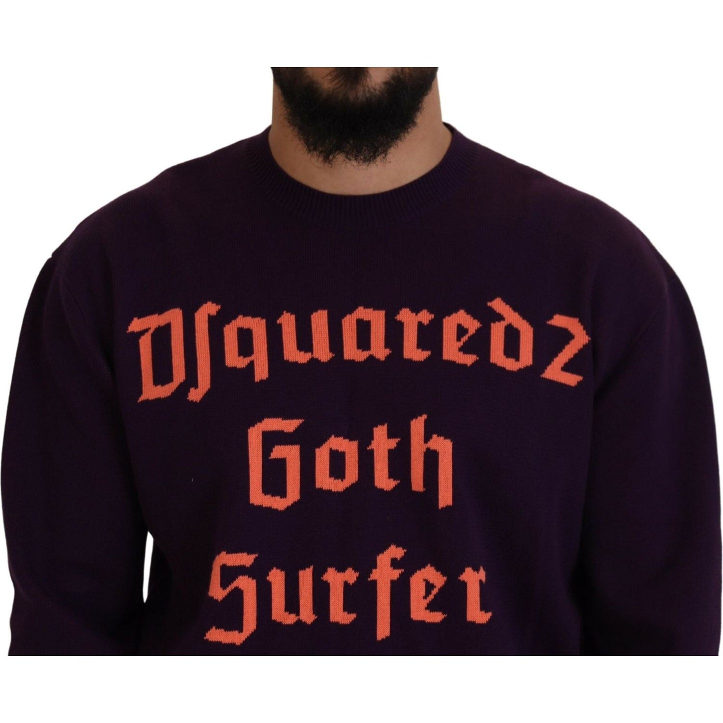 Dsquared² Purple Cotton Printed Men Pullover Sweater Dsquared²