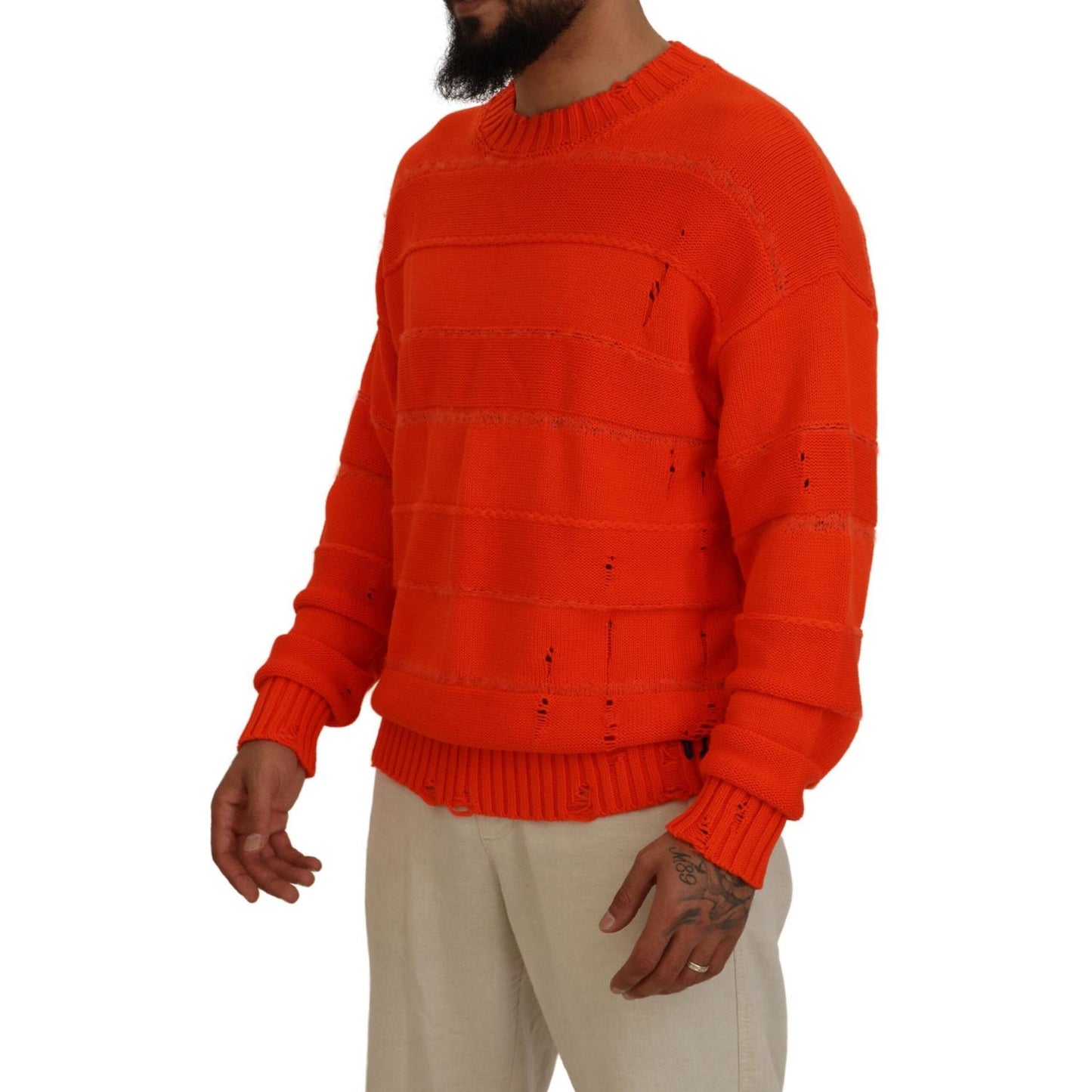 Dsquared² Orange Cotton Long Sleeves Men Pullover Sweater Dsquared²