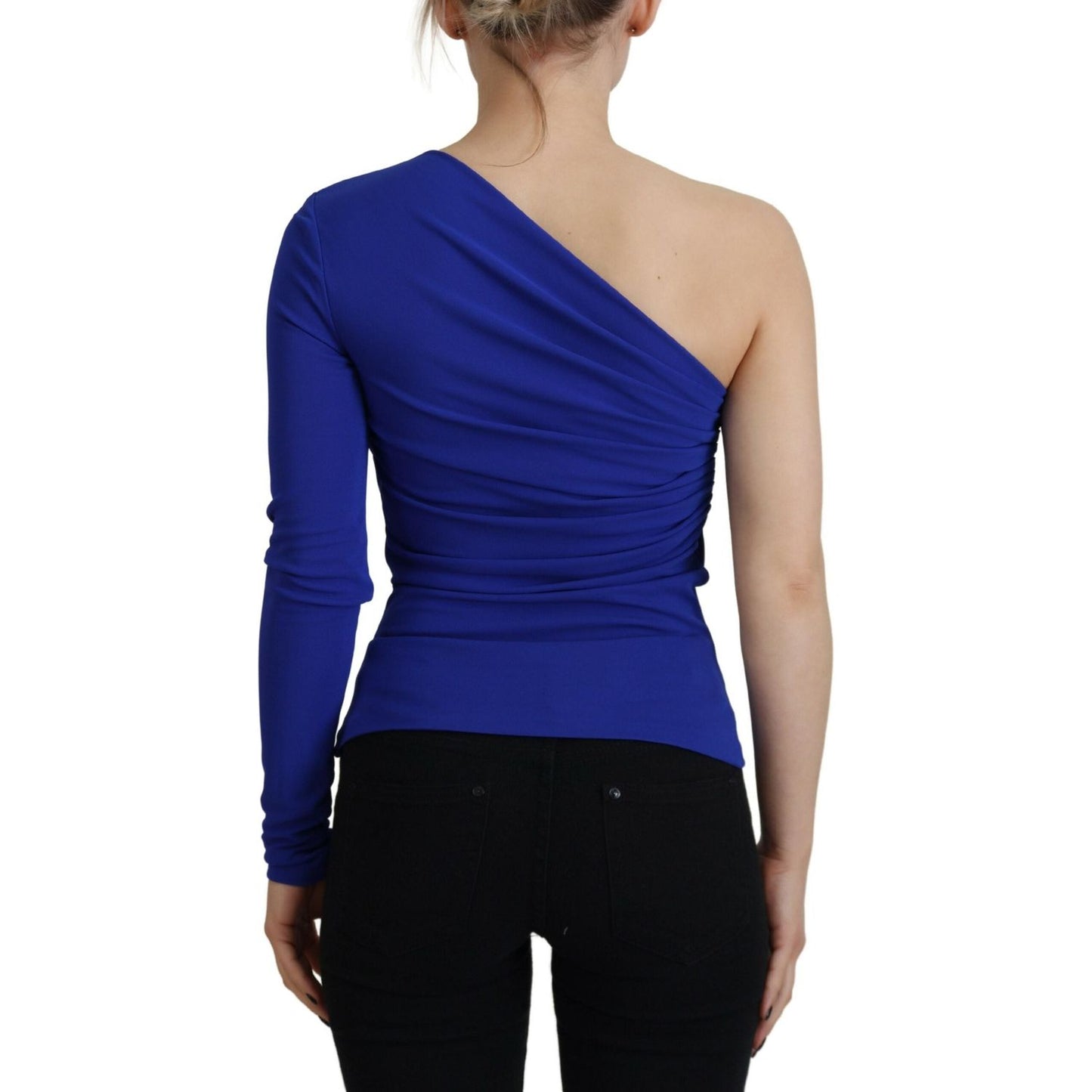 Dsquared² Blue Viscose One Shoulder Slim Fit Blouse Top Dsquared²