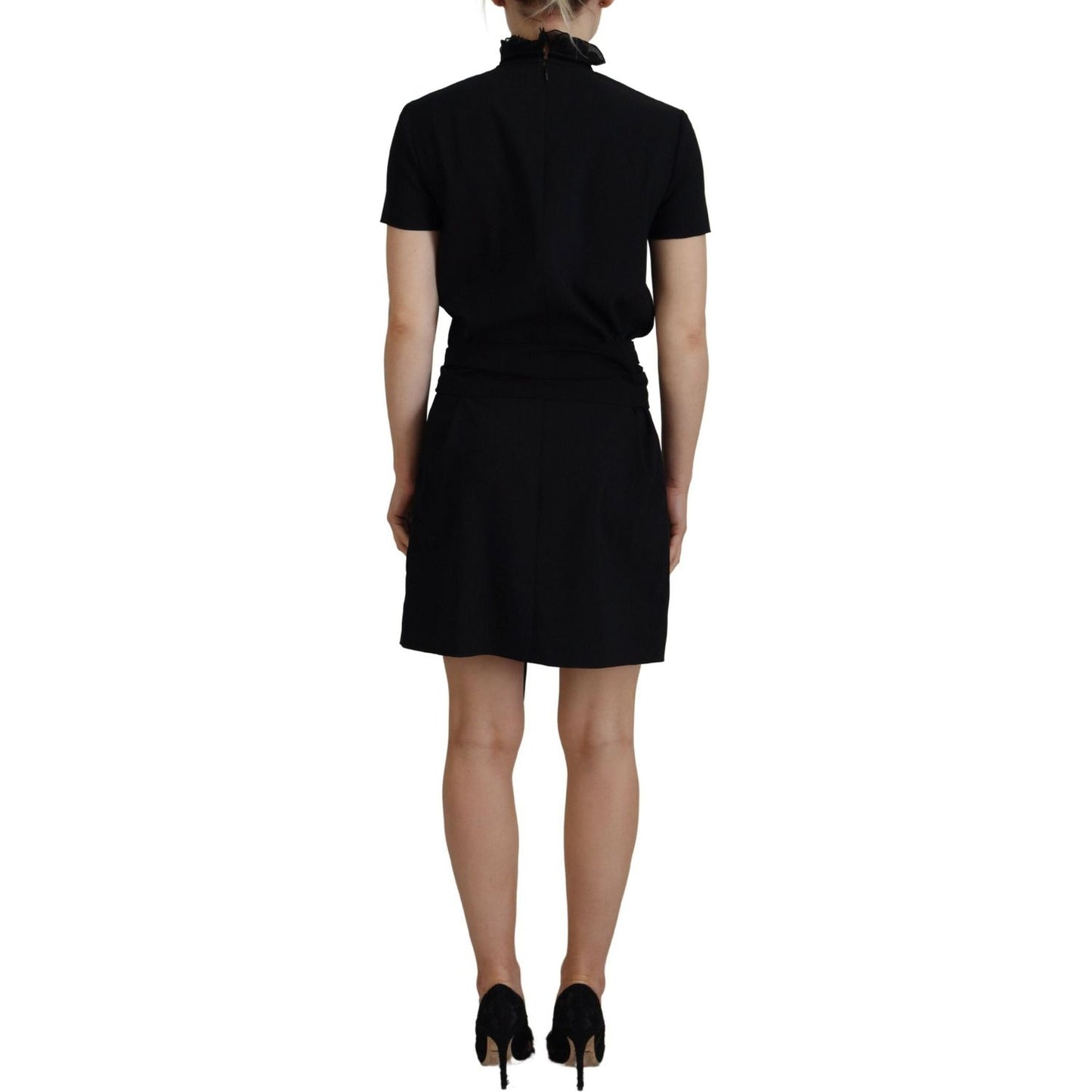 Dsquared² Black Polyester Short Sleeves Sheath Mini Dress Dsquared²