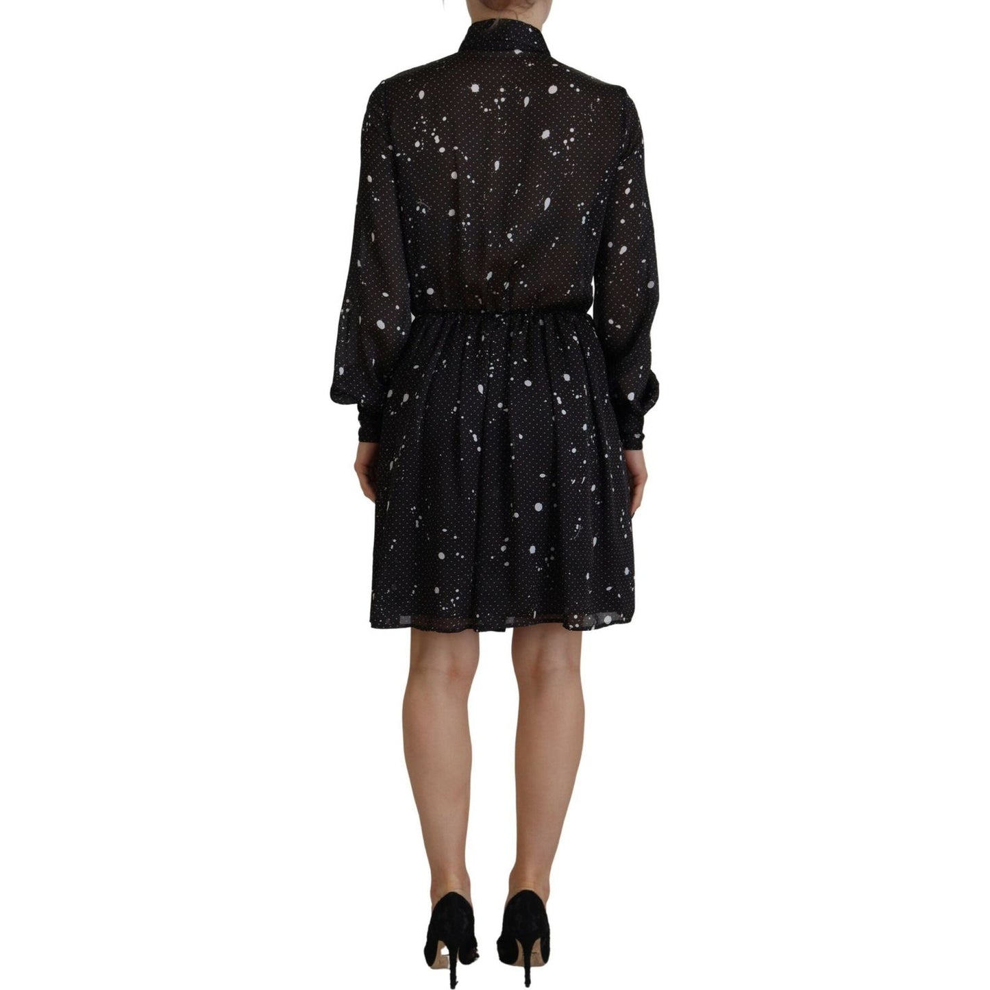 Dsquared² Black Polka Dot Long Sleeves Button Down Dress Dsquared²