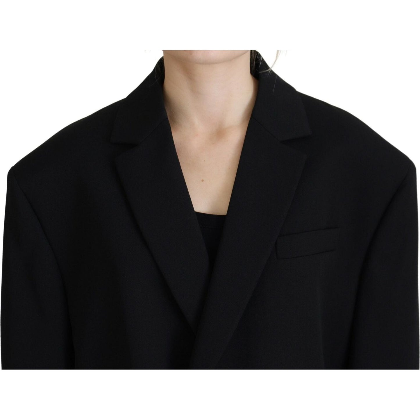 Dsquared² Black Double Breasted Coat Blazer Jacket Dsquared²