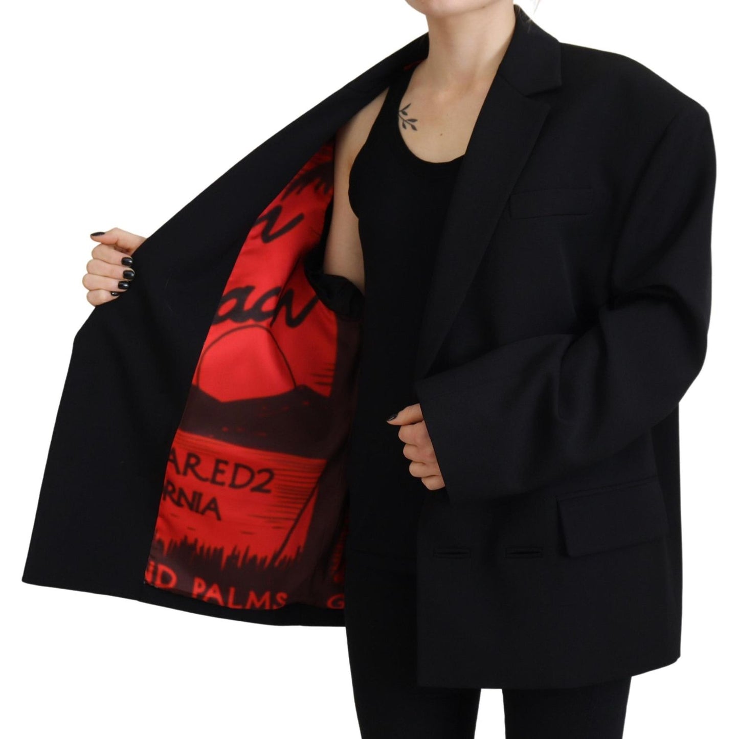 Dsquared² Black Double Breasted Coat Blazer Jacket Dsquared²