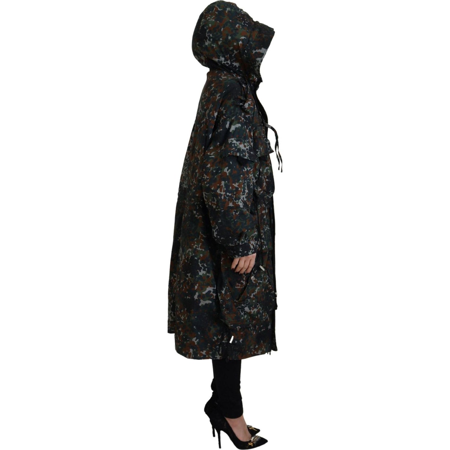 Dsquared² Green Hooded Goth Camouflage Print Parka Coat Jacket Dsquared²