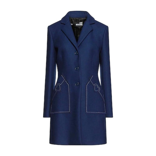 Love Moschino Elegant Embroidered Heart Wool Coat Love Moschino