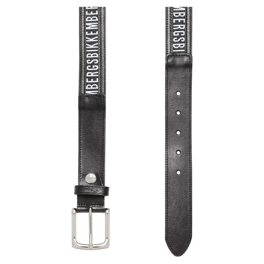 Bikkembergs Black Calfskin Men Belt Bikkembergs