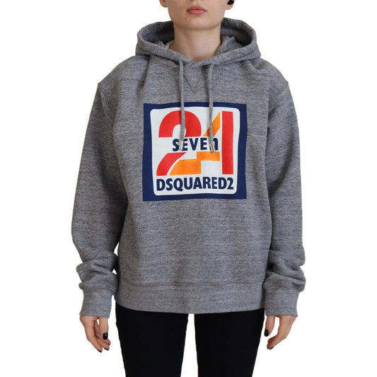 Dsquared² Gray Logo Print Cotton Hoodie Sweatshirt Sweater Dsquared²