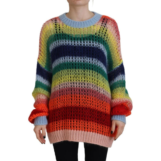 Dsquared² Multicolor Knitted Mohair Crewneck Pullover Sweater Dsquared²