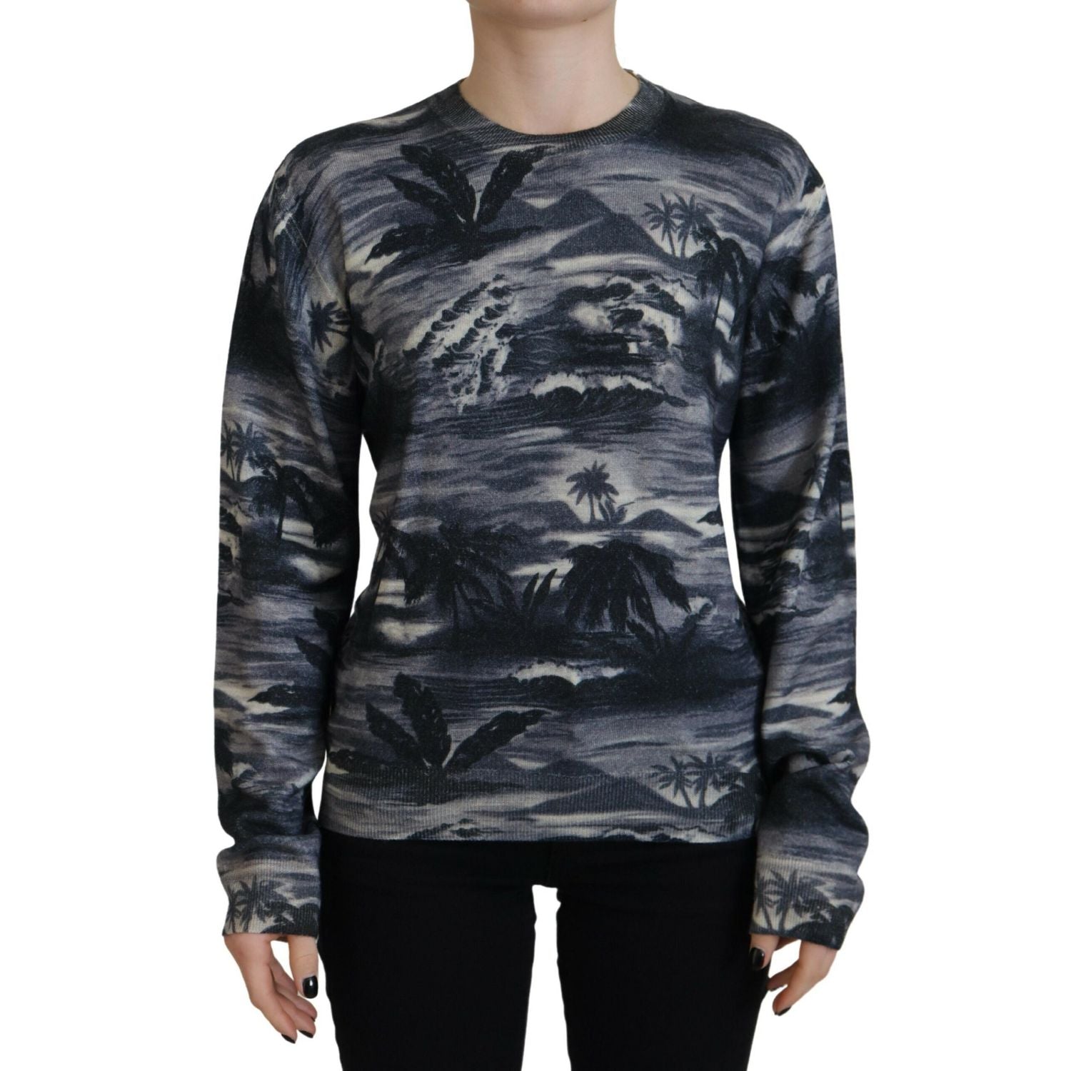 Dsquared² Black Long Sleeve Thunder Sky Print Casual Sweater