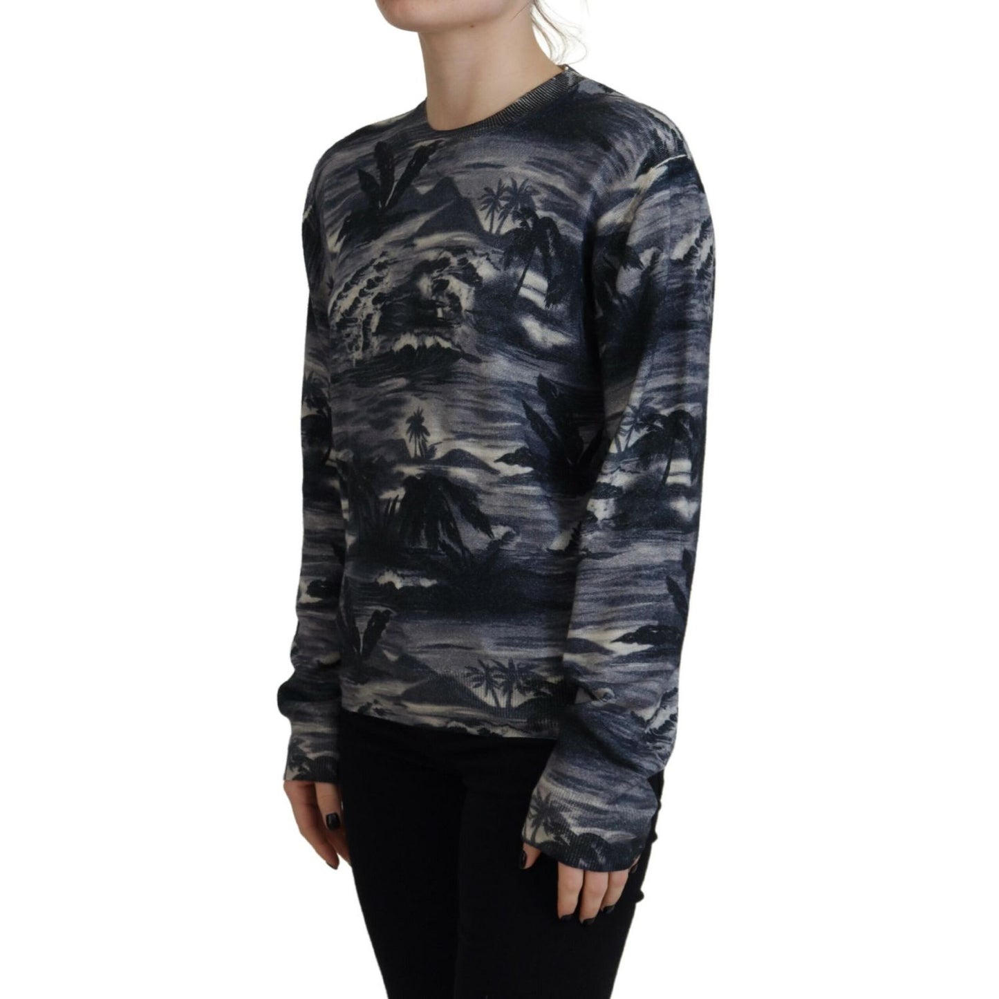 Dsquared² Black Long Sleeve Thunder Sky Print Casual Sweater
