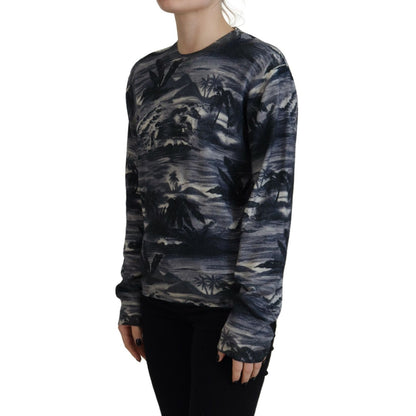 Dsquared² Black Long Sleeve Thunder Sky Print Casual Sweater