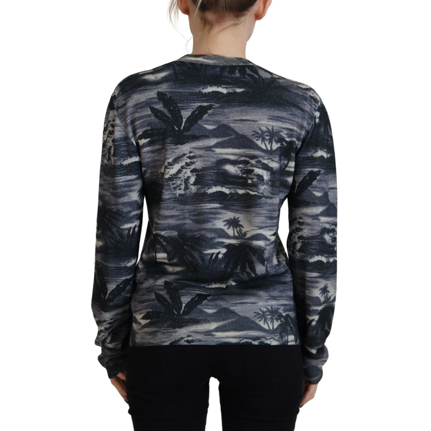 Dsquared² Black Long Sleeve Thunder Sky Print Casual Sweater