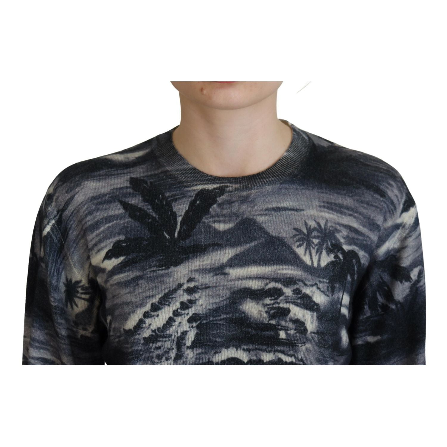 Dsquared² Black Long Sleeve Thunder Sky Print Casual Sweater