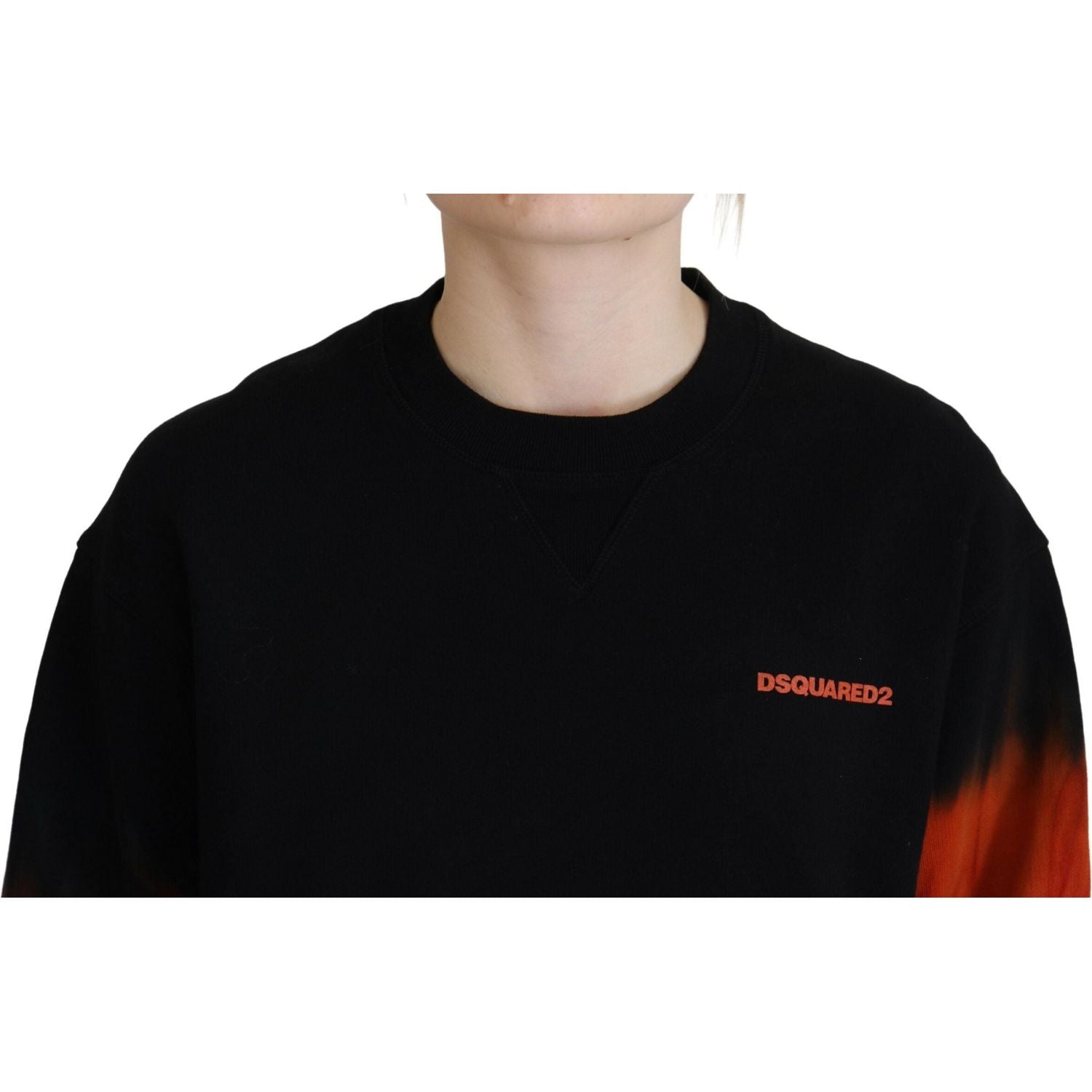 女士黑色扎染徽标印花长袖毛衣