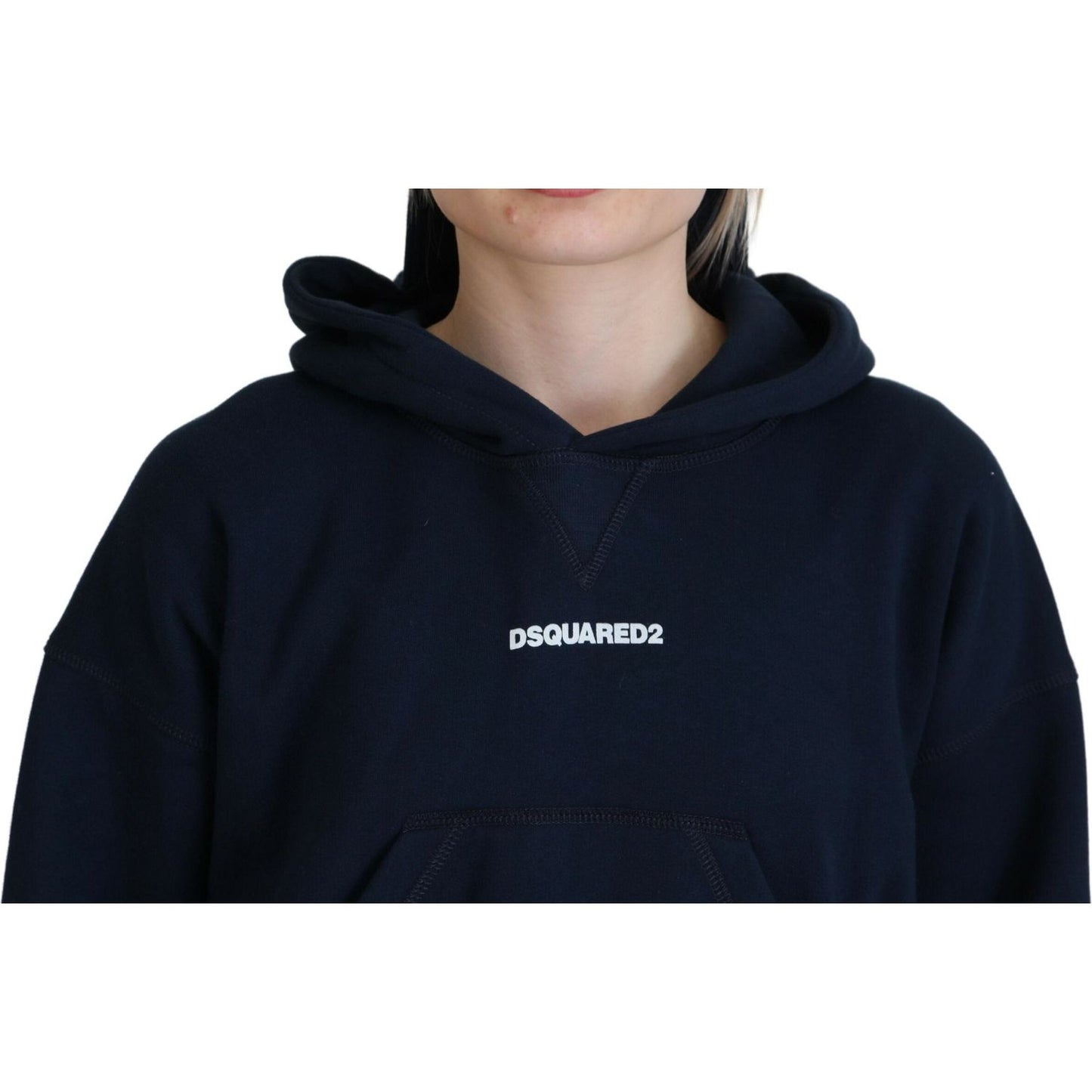 Dsquared² Blue Logo Print Hooded Cap Long Sleeve Sweater Dsquared²