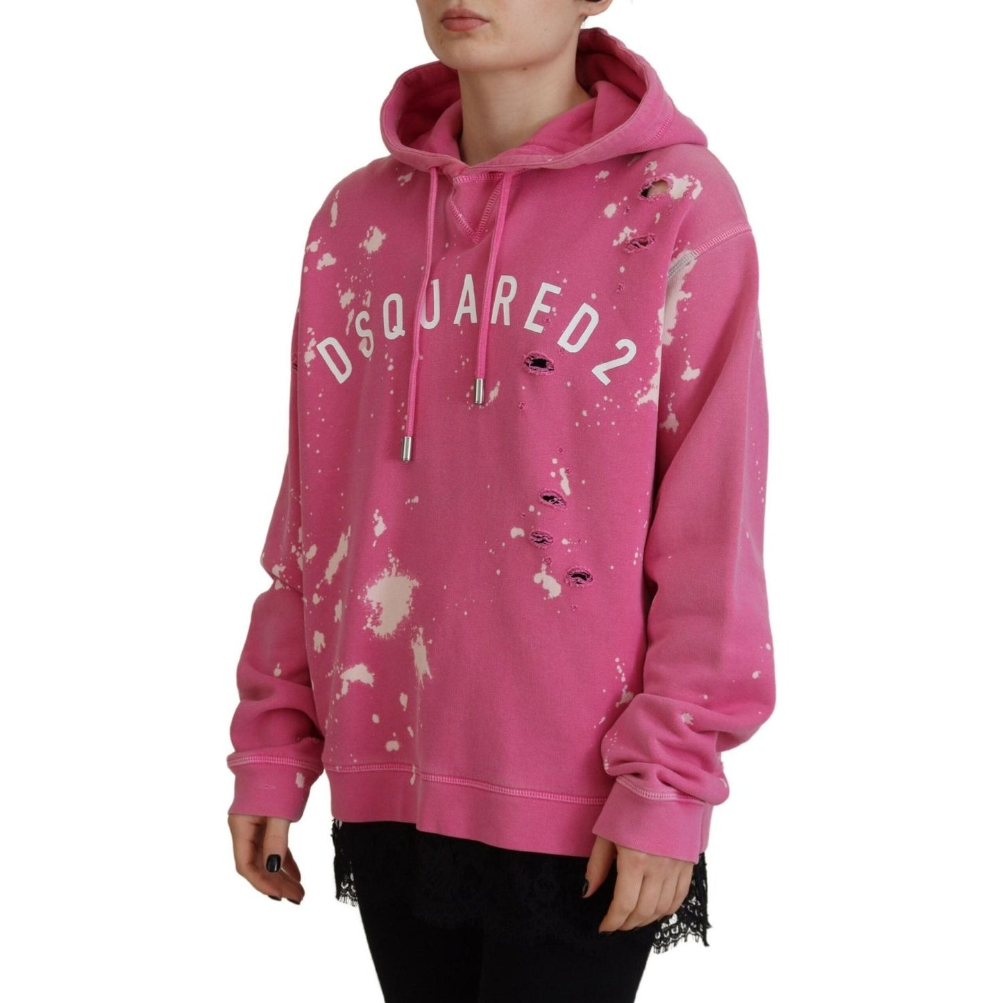 Dsquared² Pink Logo Print Cotton Hoodie Sweatshirt Sweater Dsquared²