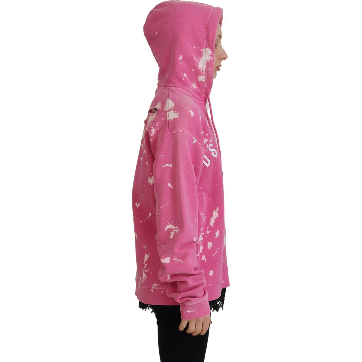 粉色徽标印花棉质连帽卫衣