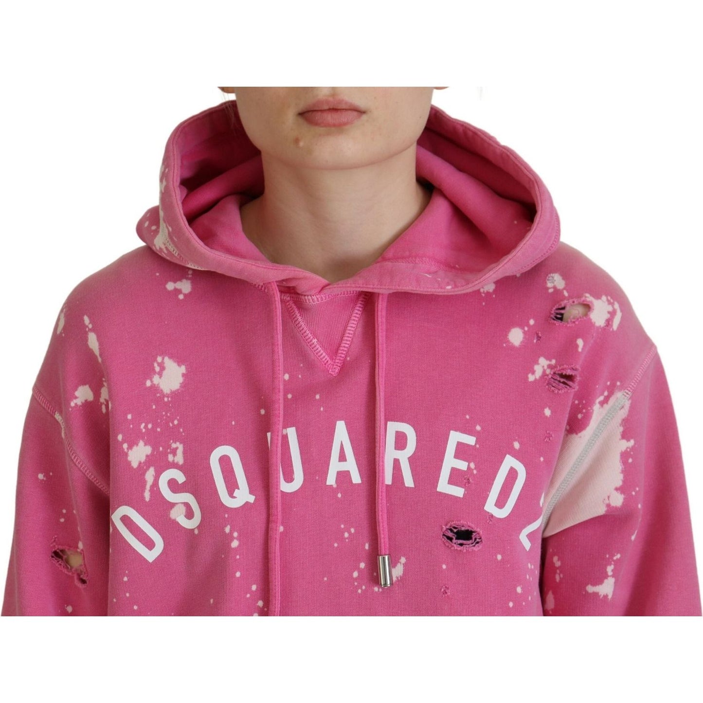 Dsquared² Pink Logo Print Cotton Hoodie Sweatshirt Sweater Dsquared²