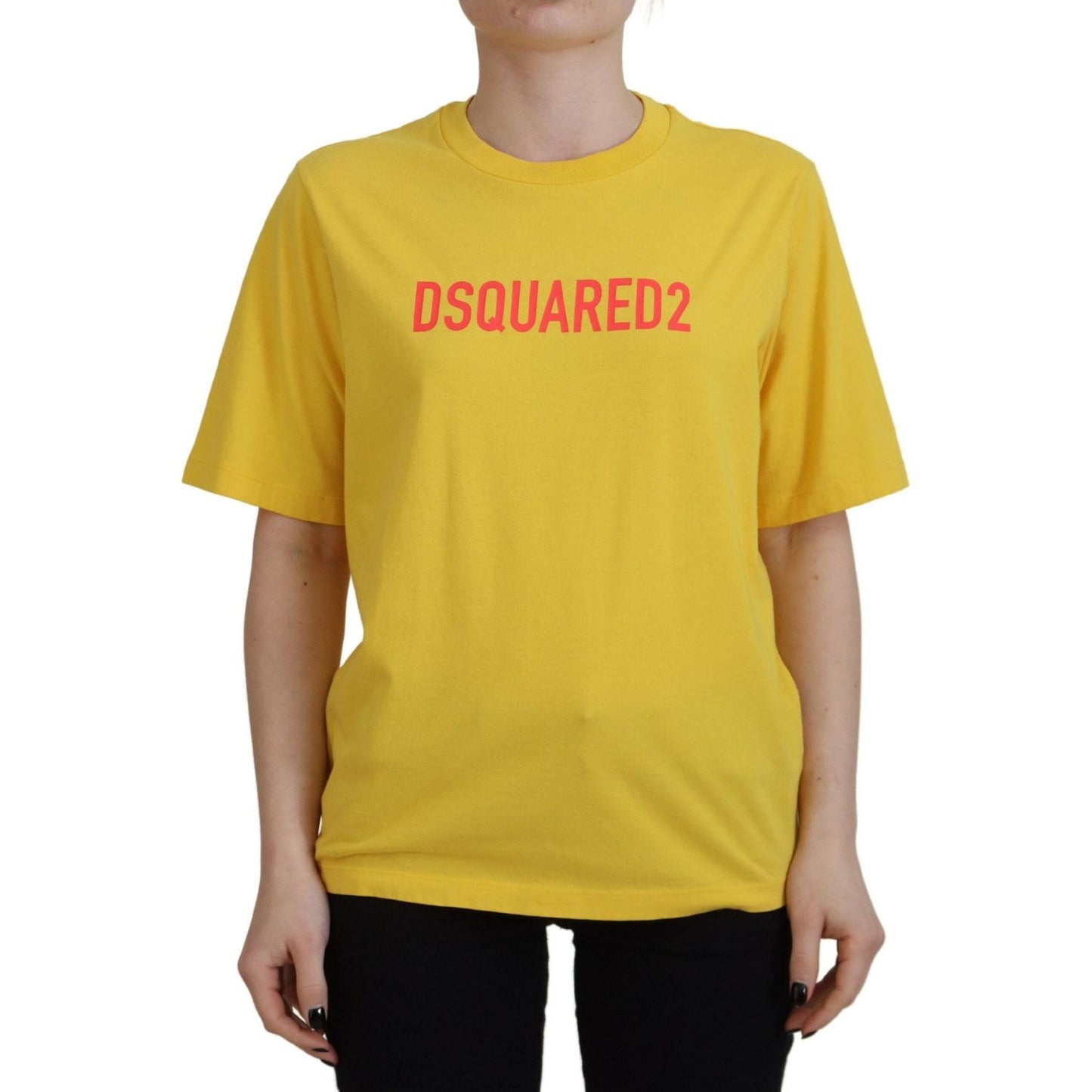 Dsquared² Yellow Logo Print Cotton Crewneck Easy Tee T-shirt Dsquared²