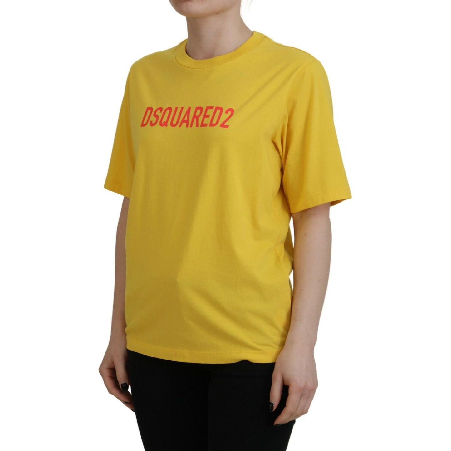 Dsquared² Yellow Logo Print Cotton Crewneck Easy Tee T-shirt Dsquared²