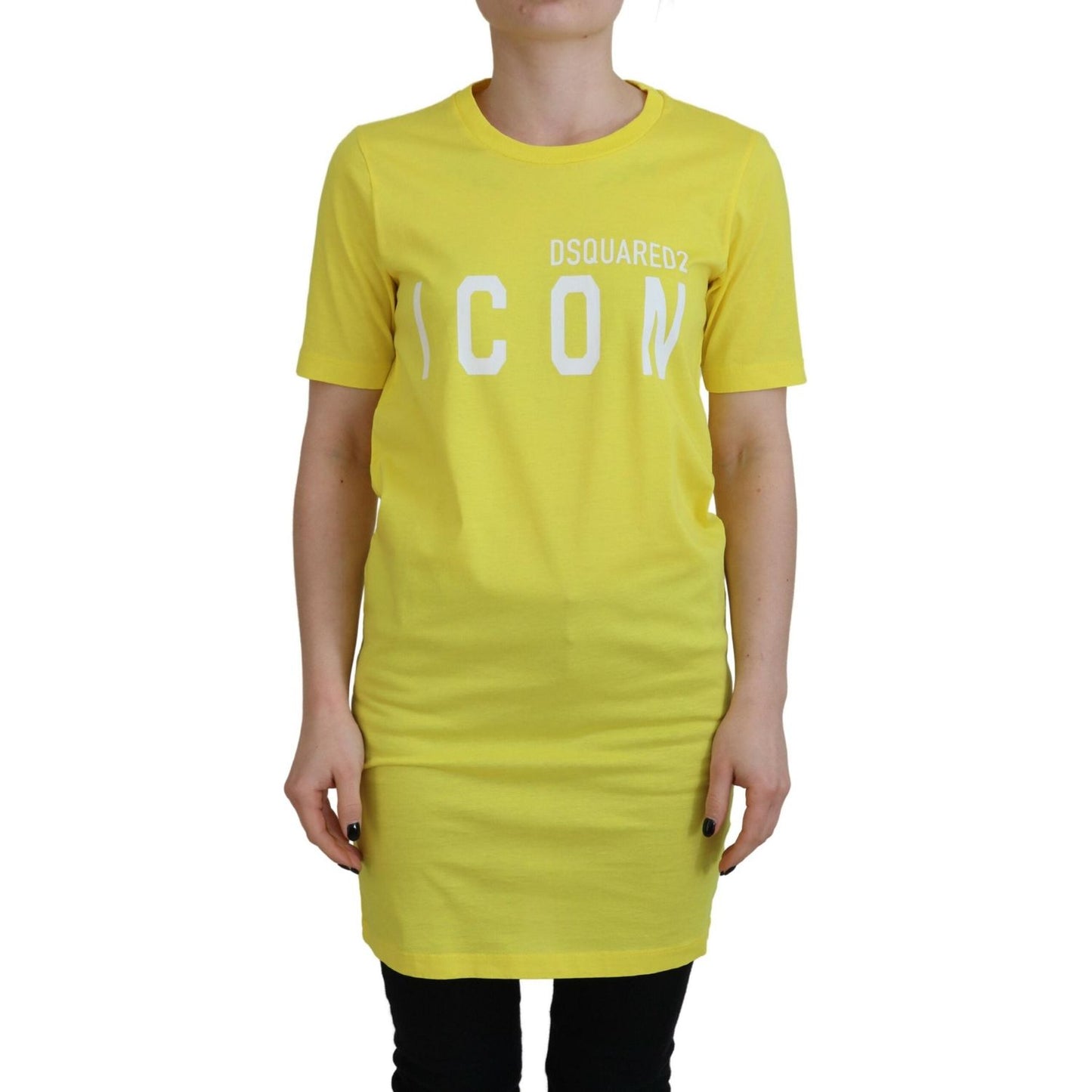 Dsquared² Yellow CottonShiny Icon Renny Dress Crewneck T-shirt Dsquared²